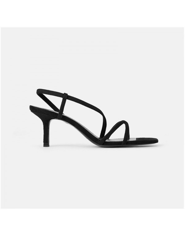 Zara JL sandals women's 2019 new black stiletto students' all-around high-heeled shoes with open toe elastic band fashion shoes