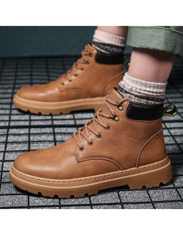 Autumn Martin boots men's high top British men's shoes middle top rhubarb boots winter tooling locomotive men's fashion shoes