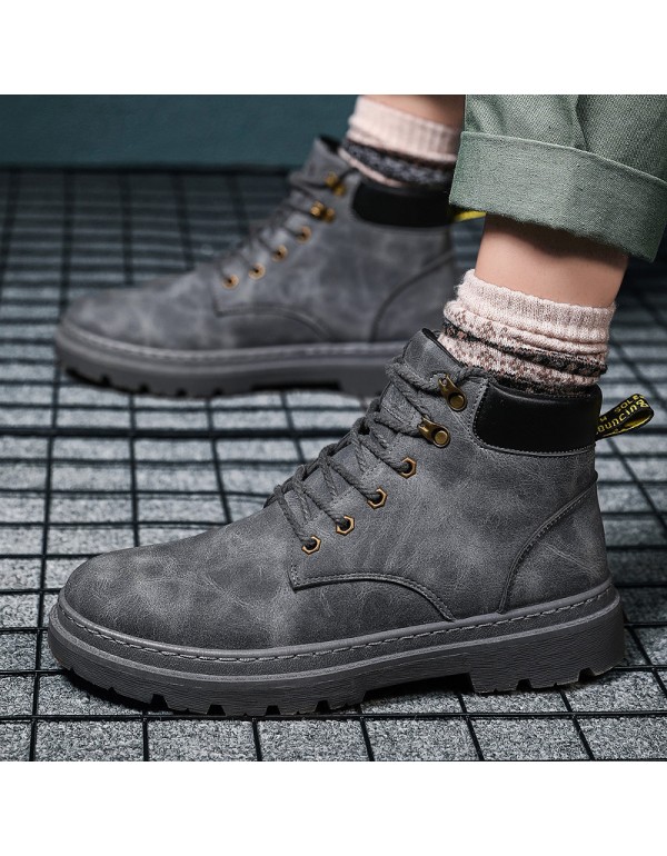 Autumn Martin boots men's high top British men's shoes middle top rhubarb boots winter tooling locomotive men's fashion shoes