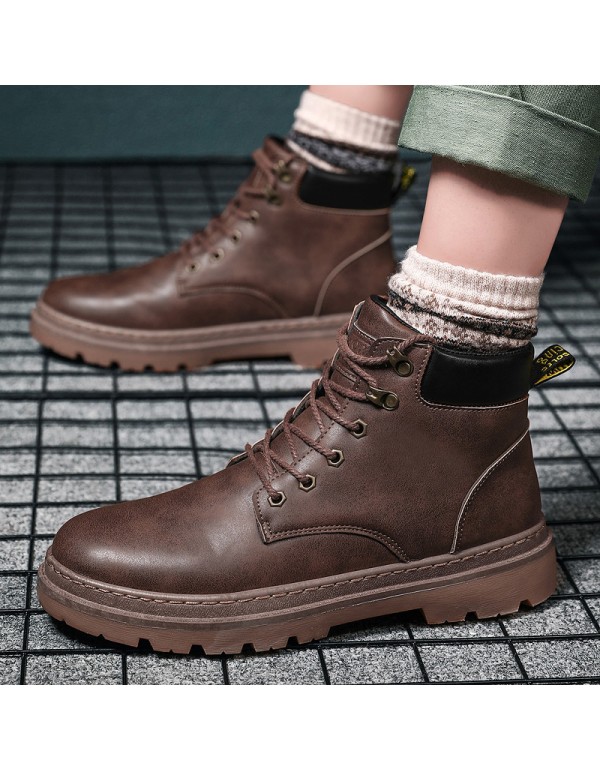 Autumn Martin boots men's high top British men's shoes middle top rhubarb boots winter tooling locomotive men's fashion shoes