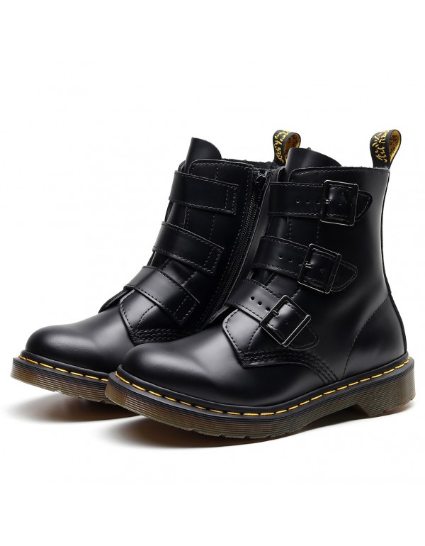 Cross border black Martin boots men's 1460 British high top women's Boots Leather Motorcycle three buckle strap new chic