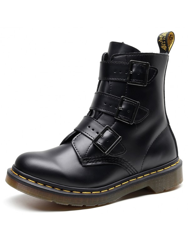 Cross border black Martin boots men's 1460 British high top women's Boots Leather Motorcycle three buckle strap new chic