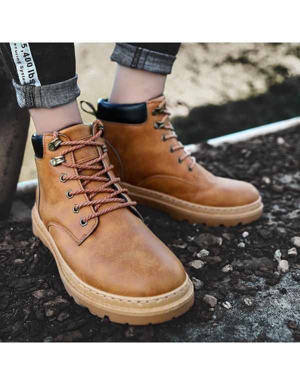 Autumn Martin boots men's high top British men's shoes middle top rhubarb boots winter tooling locomotive men's fashion shoes