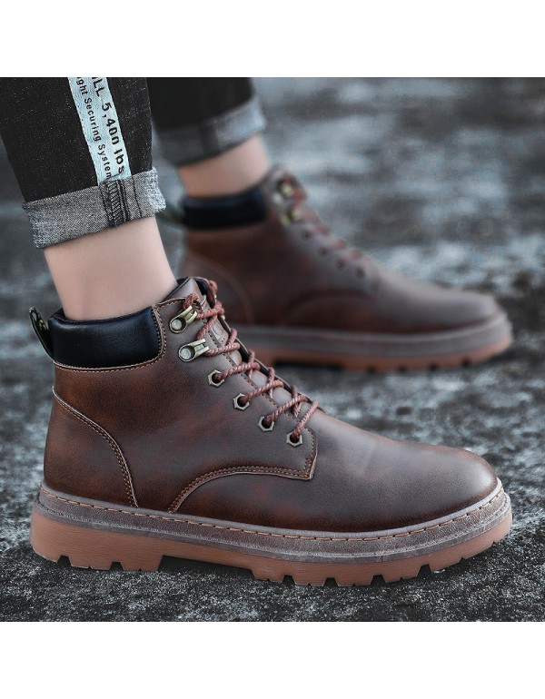 Autumn Martin boots men's high top British men's shoes middle top rhubarb boots winter tooling locomotive men's fashion shoes
