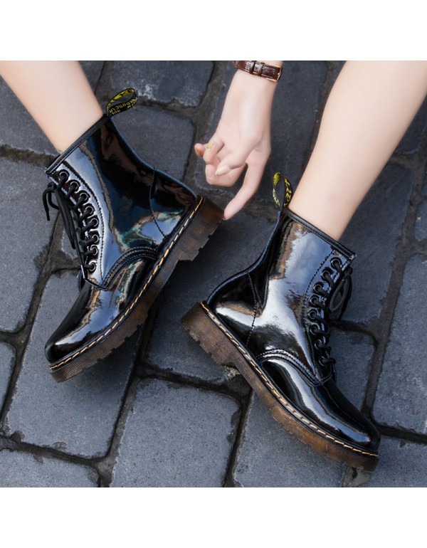 Cross border mirror 1460 Martin boots women's bright leather British couple Short Boots Men's and women's leather boots round head locomotive shoes 