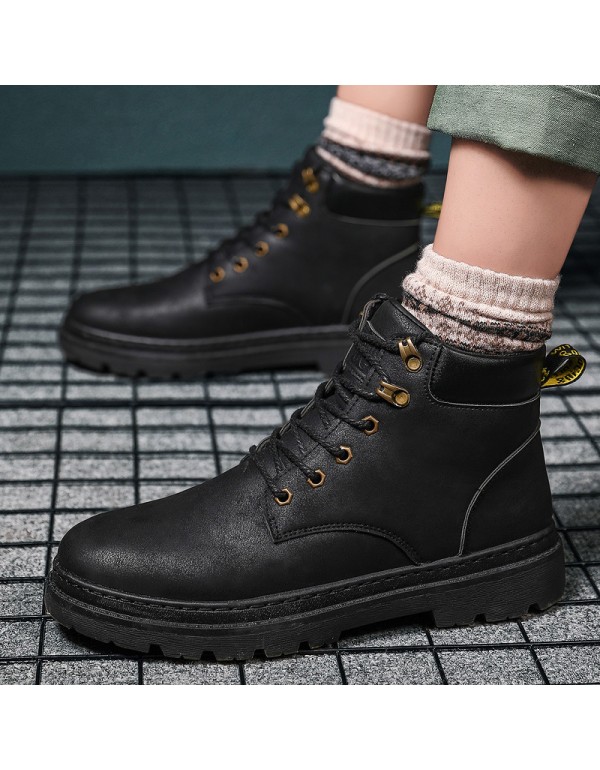 Autumn Martin boots men's high top British men's shoes middle top rhubarb boots winter tooling locomotive men's fashion shoes