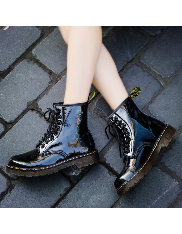 Cross border mirror 1460 Martin boots women's bright leather British couple Short Boots Men's and women's leather boots round head locomotive shoes 