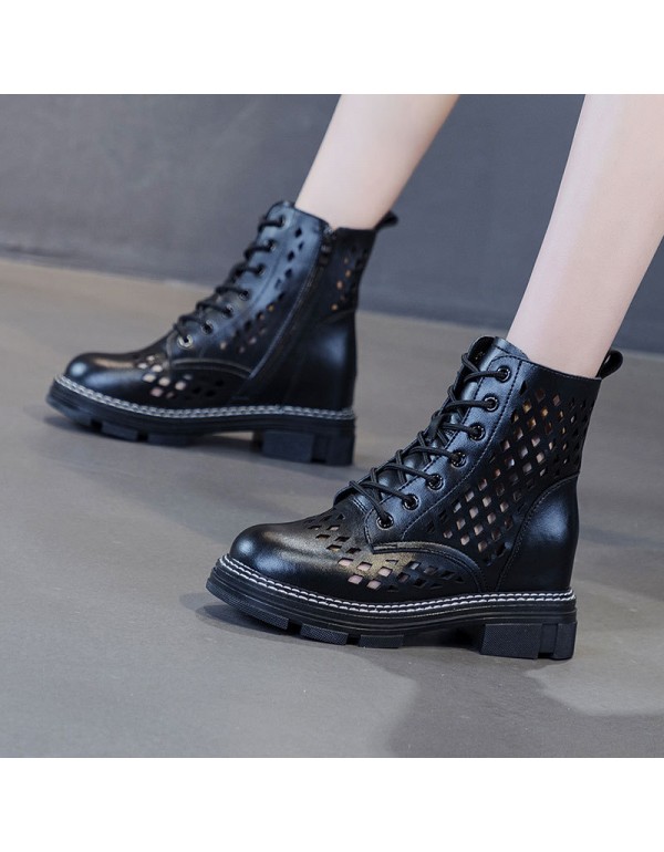 2021 spring new punching Martin boots women's thick bottom inner raised side zipper slim casual fashion women's Boots