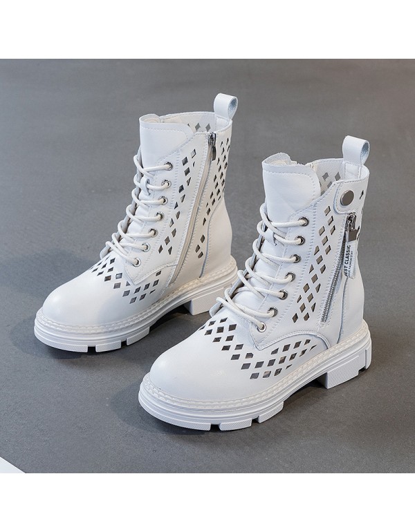 2021 spring new hollow out Martin boots women's thick bottom with double side zipper inside, casual and fashionable women's Boots