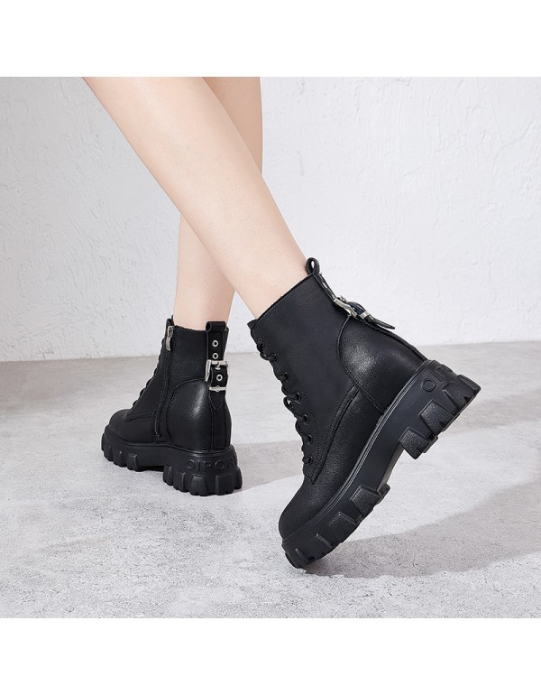 2021 autumn and winter new Martin boots women's inner high women's shoes small women's shoes retro British boots