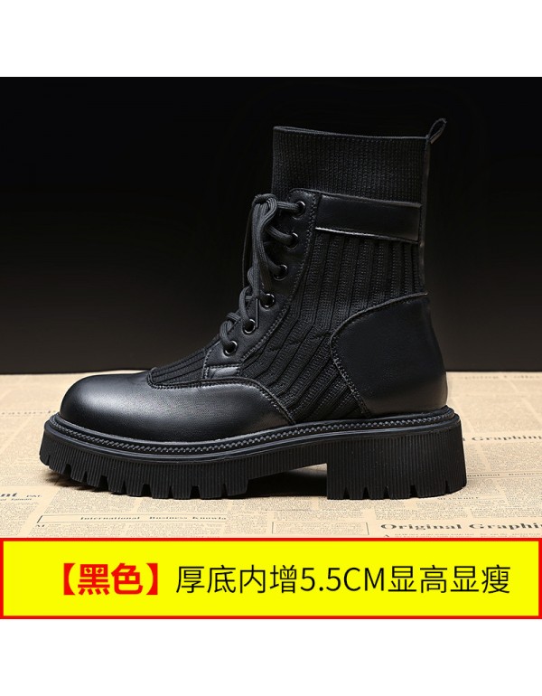 Thick soled Martin boots women's summer thin inner high short boots 2021 new spring and autumn single boots breathable women's thin socks boots