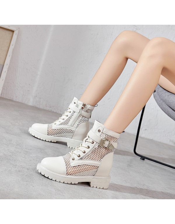 Inner heightening cool boots women 2021 new small summer short boots Martin boots net shoes 7cm empty leisure Women's Boots