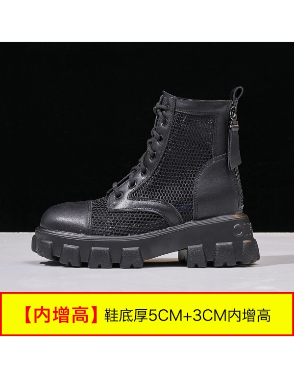 Mesh Martin boots women's spring and summer thin 2021 new breathable versatile thick soled short boots summer hollow boots 