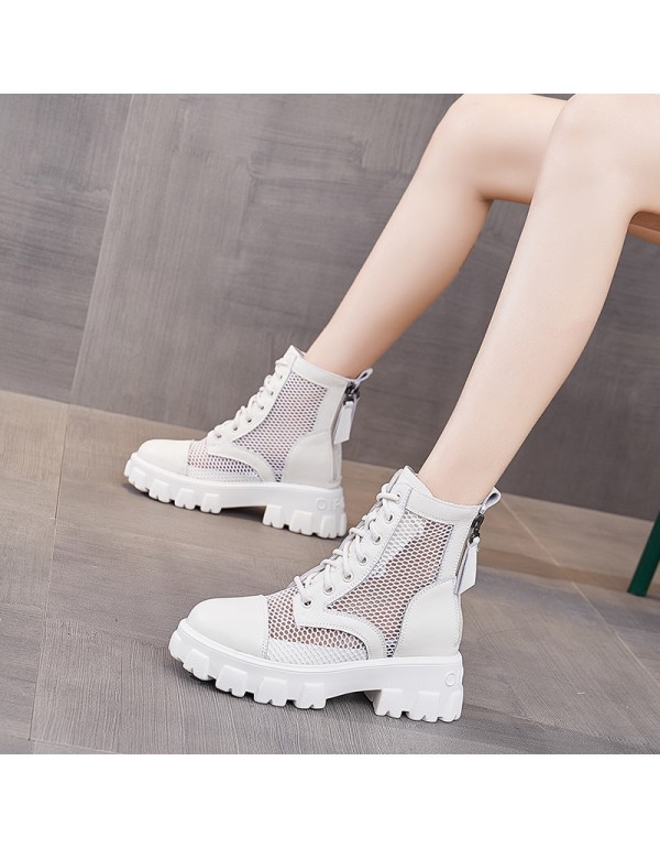 Mesh Martin boots women's spring and summer thin 2021 new breathable versatile thick soled short boots summer hollow boots 