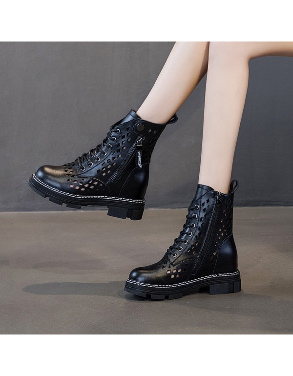 2021 spring new hollow out Martin boots women's thick bottom with double side zipper inside, casual and fashionable women's Boots