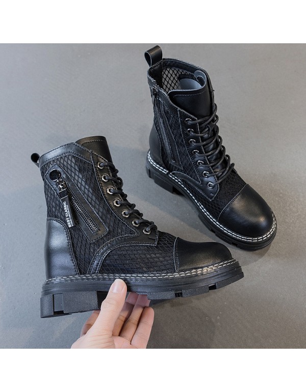 2021 spring and summer new mesh Martin boots women's thick bottom with double zippers inside, casual and breathable Korean women's Boots