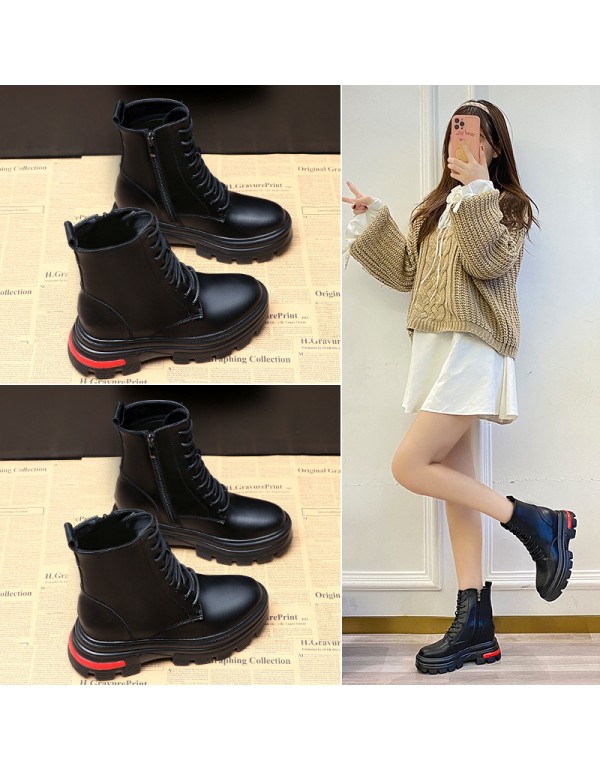 Martin boots women's shoes invisible increase by 8cm British style 2021 spring and autumn new small thick soled short boots