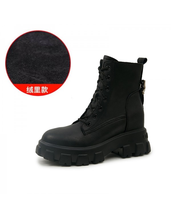 2021 autumn and winter new Martin boots women's inner high women's shoes small women's shoes retro British boots