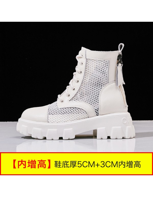 Mesh Martin boots women's spring and summer thin 2021 new breathable versatile thick soled short boots summer hollow boots 