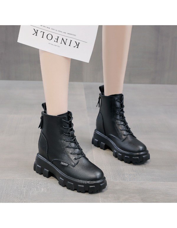 Inner heightening Martin boots women's shoes 2020 new British style single boots thin spring and autumn winter net red small size short boots