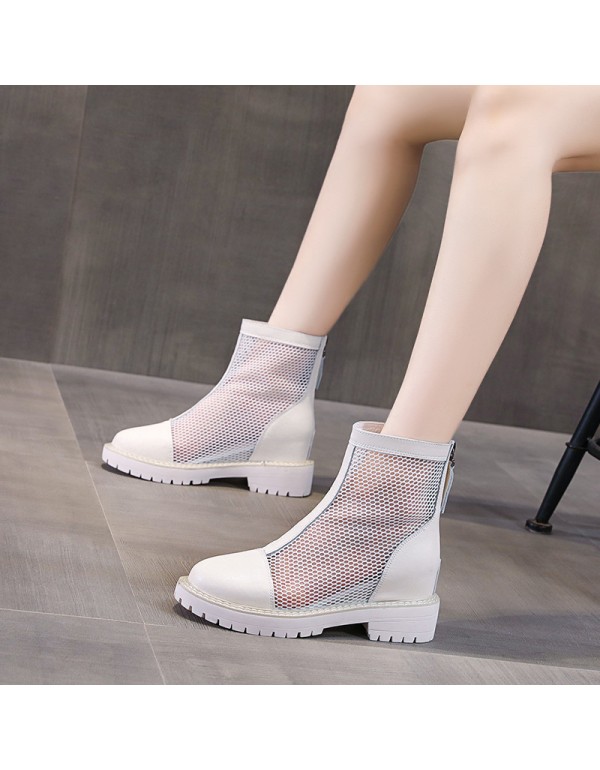 Hollow out Martin boots women's 2021 new summer thin mesh boots with increased leisure thin spring and autumn single boots