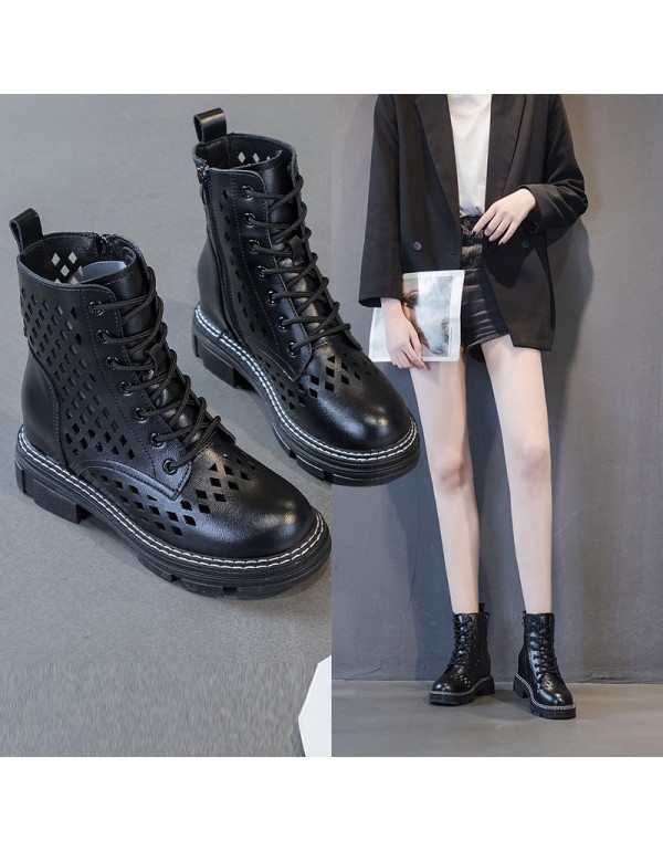 2021 spring new punching Martin boots women's thick bottom inner raised side zipper slim casual fashion women's Boots