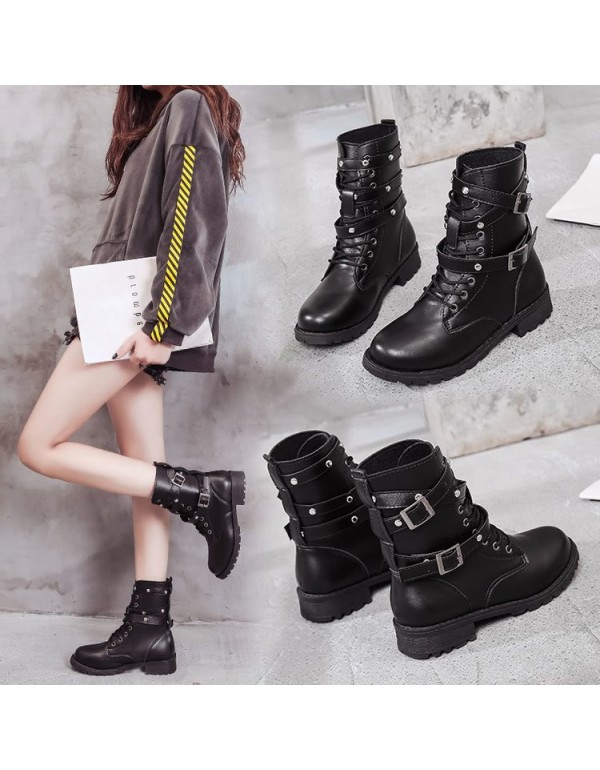 Boots children 2020 autumn and winter new flat bottomed thick heel Martin boots high top Knight boots large short boots foreign trade women's shoes