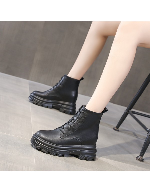 Inner heightening Martin boots women's shoes 2020 autumn winter new thick soled boots children's 8cm small short boots Plush