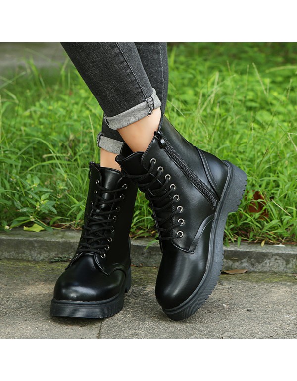 Large size Martin boots women 2021 new autumn and winter flat bottom thin foreign trade short boots women's British short boots children