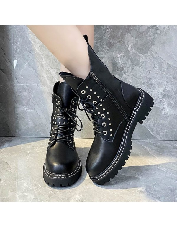 Cross border large size Martin boots women's wholesale of new European and American flat bottomed round head Liuding foreign trade short boots women's manufacturers in autumn and winter 2020