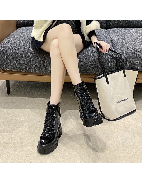 Inner heightening Martin boots summer thin women's shoes 2021 new short boots British style single shoes spring and autumn single boots