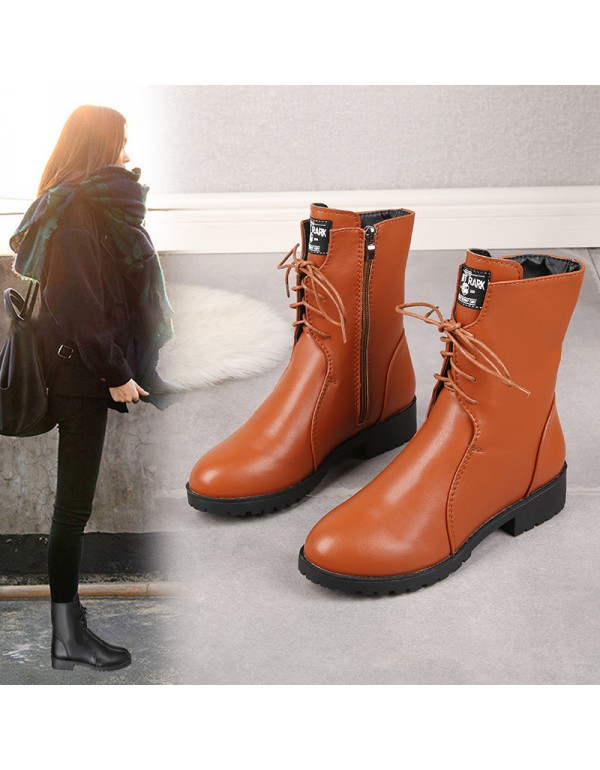 Foreign trade large size Martin boots women 2021 new plush Women European and American cross-border flat bottomed thick heel women's short boots are directly supplied by manufacturers 