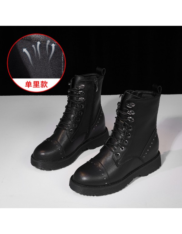 Patent Leather Motorcycle Martin boots women's British style 2020 new autumn and winter Plush thick bottom inner raised short boots