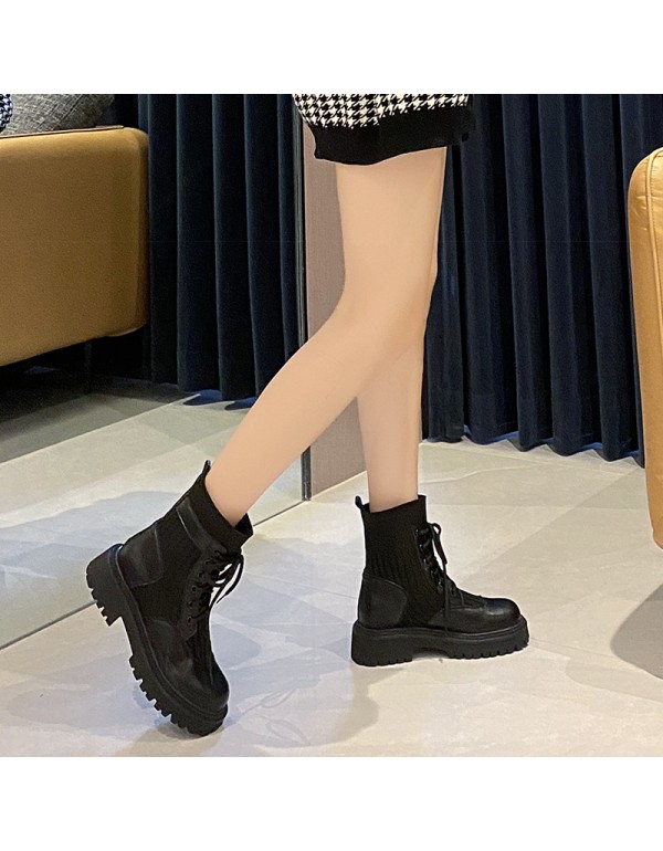 Thick soled Martin boots women's summer thin inner high short boots 2021 new spring and autumn single boots breathable women's thin socks boots
