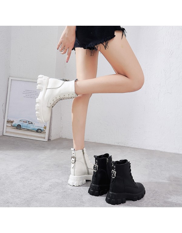 2021 autumn and winter new Martin boots women's inner high women's shoes small women's shoes retro British boots