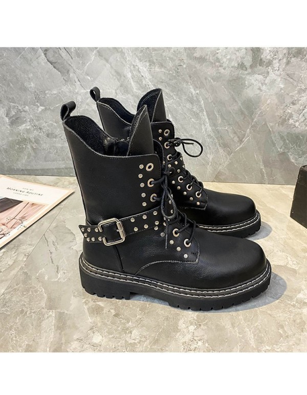 Cross border large size Martin boots women's wholesale of new European and American flat bottomed round head Liuding foreign trade short boots women's manufacturers in autumn and winter 2020