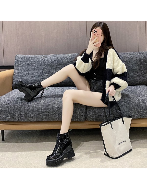 Inner heightening Martin boots summer thin women's shoes 2021 new short boots British style single shoes spring and autumn single boots