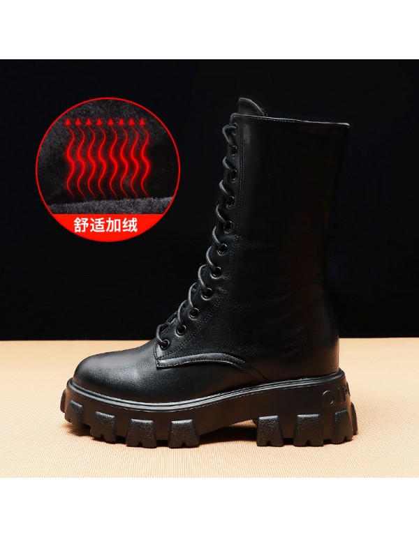 Martin boots women 2021 new British fashion ins cool black medium tube thick bottom inner increased net red thin short boots