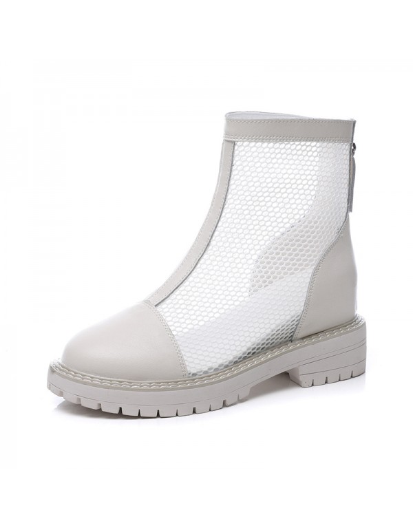 Hollow out Martin boots women's 2021 new summer thin mesh boots with increased leisure thin spring and autumn single boots