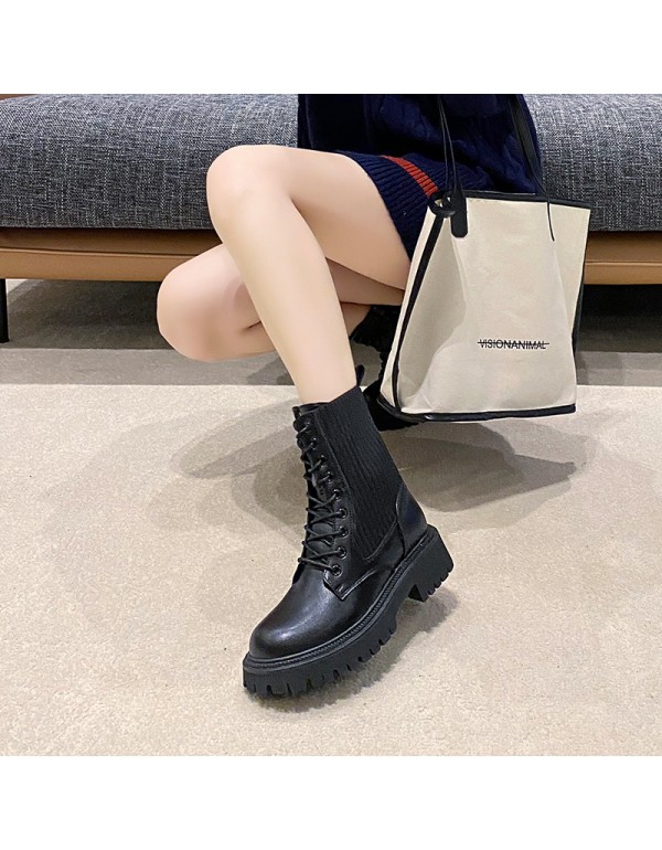 Martin boots women's summer thin inner high short boots 2021 new spring and autumn winter single boots breathable women's thick soled socks boots