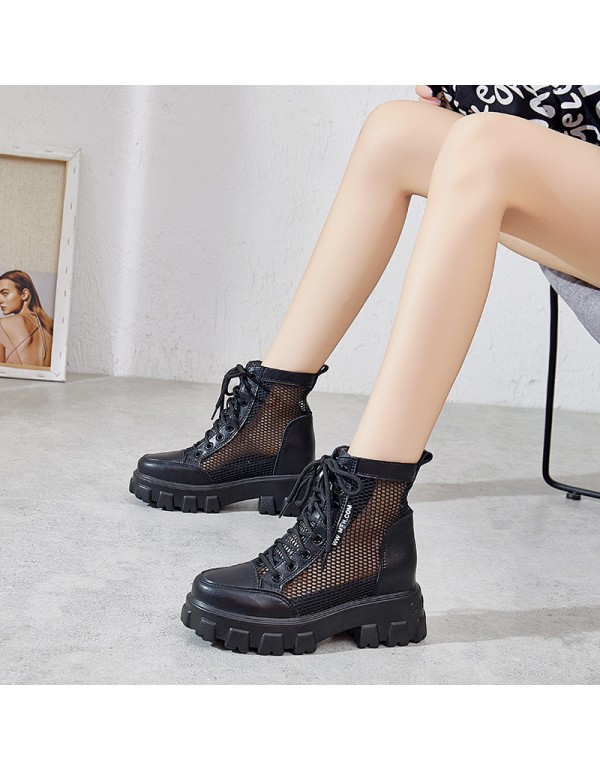 Cool boots women's shoes 2021 new mesh shoes Martin boots women's small size women's shoes mesh hollow breathable inner heightening women's shoes