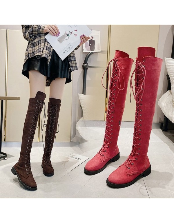 Foreign trade large size Knight boots women's 2020 autumn and winter new European and American flat bottomed round head low heel cross-border Knee Boots manufacturers