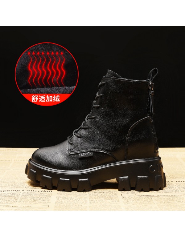 Inner heightening Martin boots women's shoes 2020 new British style single boots thin spring and autumn winter net red small size short boots