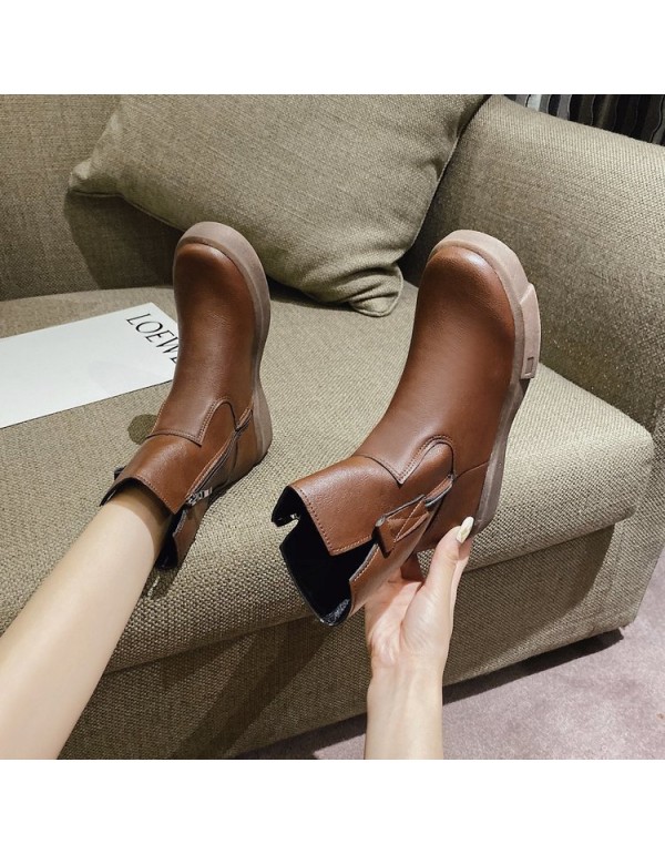 Cross border large size boots children 2021 new European and American fashion flat bottomed round head low heel foreign trade fashion boots female manufacturer