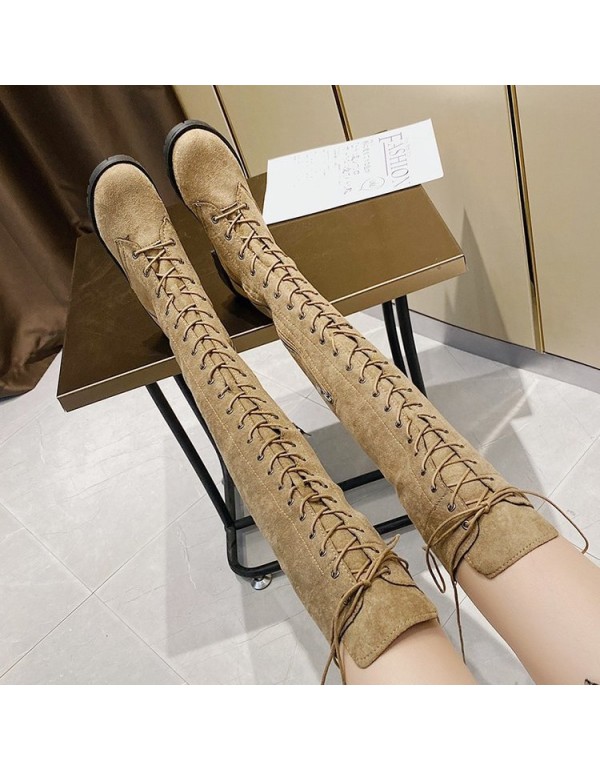 Foreign trade large size Knight boots women's 2020 autumn and winter new European and American flat bottomed round head low heel cross-border Knee Boots manufacturers