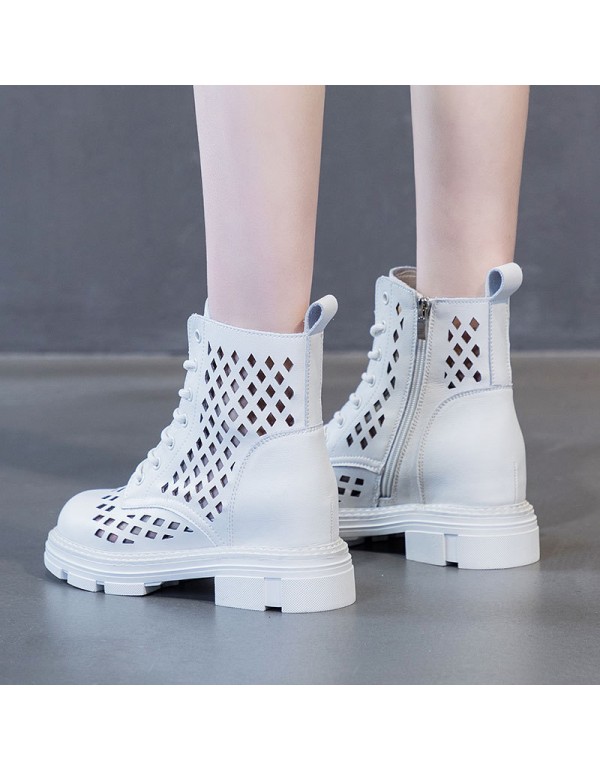 2021 spring new punching Martin boots women's thick bottom inner raised side zipper slim casual fashion women's Boots