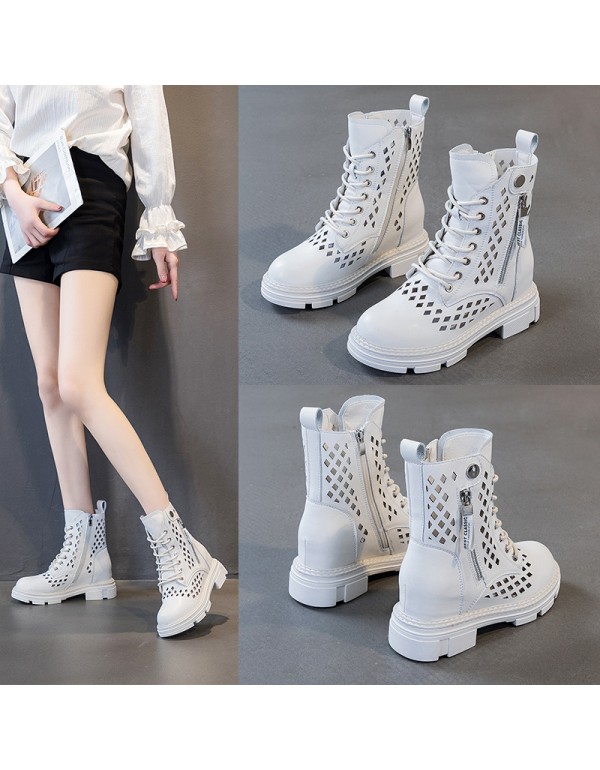 2021 spring new hollow out Martin boots women's thick bottom with double side zipper inside, casual and fashionable women's Boots
