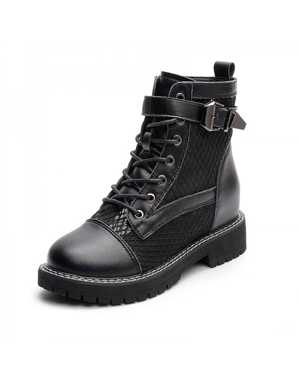 2021 spring new mesh breathable Martin boots women's thick bottom inner increase Korean side zipper buckle women's Boots