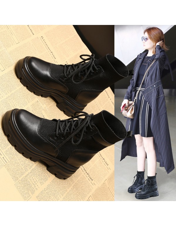 Hollow out and breathable Martin boots women's shoes summer thin shoes spring 2021 new cool boots cool handsome small short boots