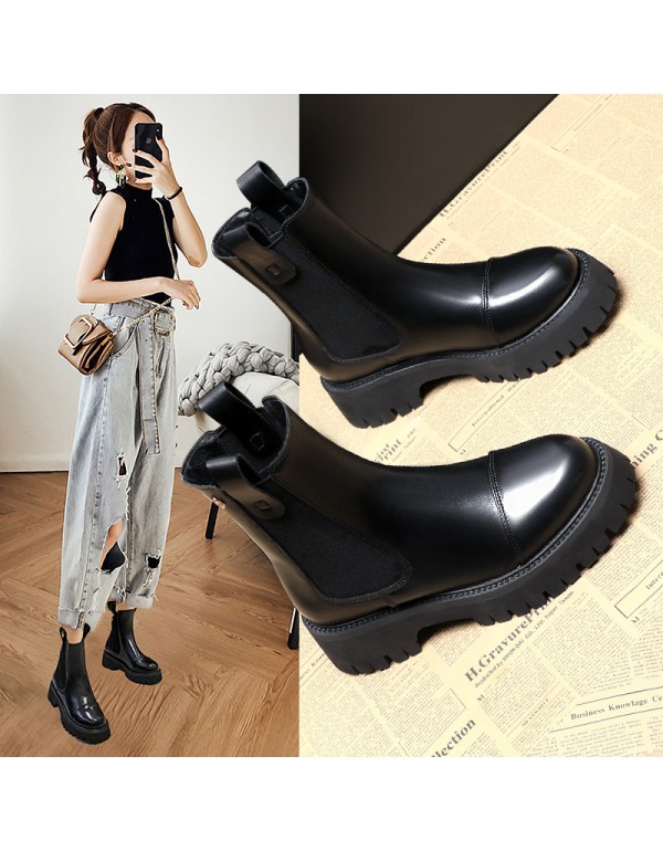 Wenzhou manufacturer's chimney boots women's spring and autumn single boots sleeve thick soled Martin boots 2021 new Chelsea boots short boots